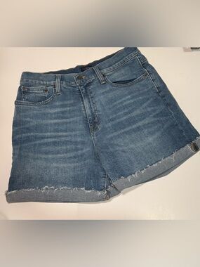 J. Crew Classic Blue Denim Shorts Rolled Frayed Cuff Size 27